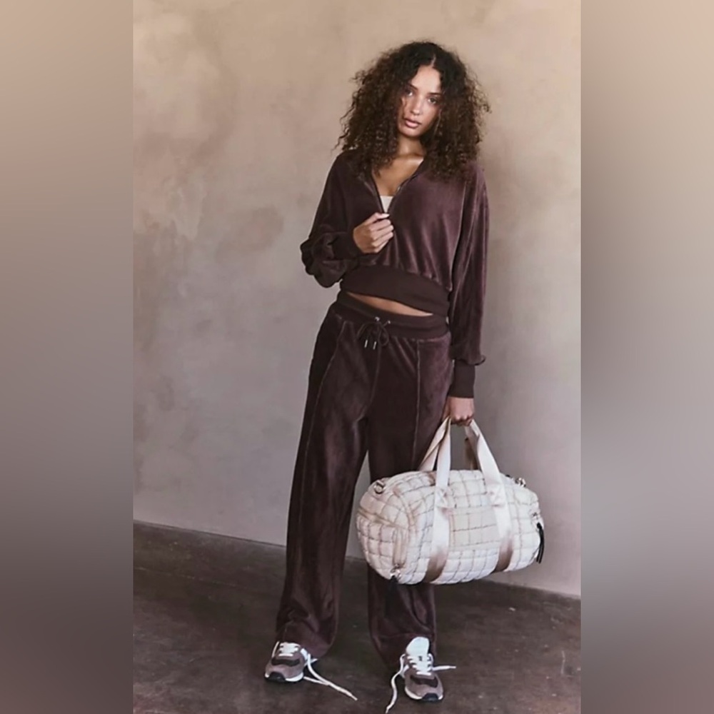 Free People Movement Let's Volley Velour Set - Cocoa Size Various